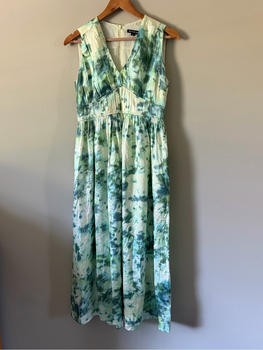 Whistles Green Waterflower Silk Mix Dress